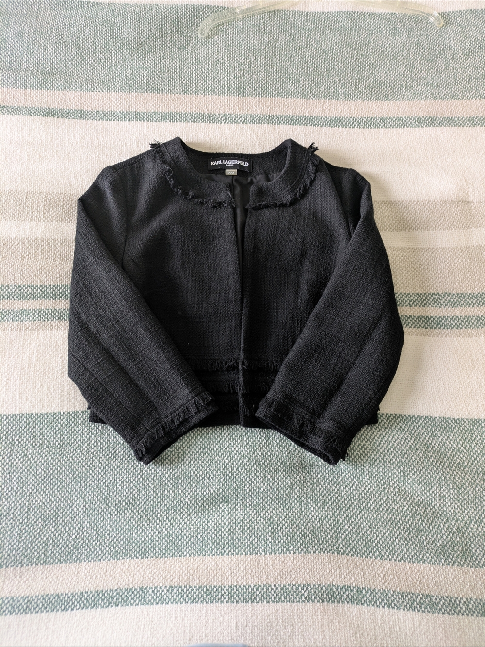 Karl Lagerfeld Black Cropped Tweed Jacket